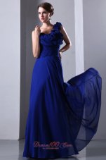 One Shoulder Empire Royal Blue Chiffon Prom Dress