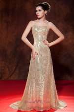 Luxurious Sweetheart Sequin Champagne Evening Dress