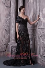 Black One-shoulder Lace Sexy Mother Of The Bride Dress
