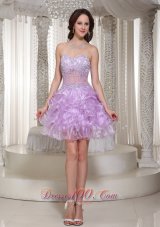 Sexy See-through Lace Lavender Homecoming Dress