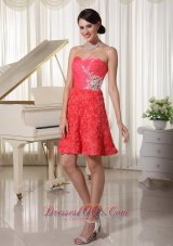 Watermelon Red Prom Holiday Dress With Rolling Flower