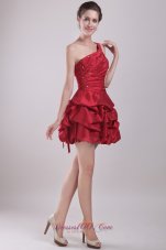 Red One Shoulder Mini-length Prom dress for cocktail