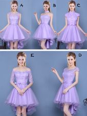 Lovely Sleeveless Lace and Bowknot Lace Up Wedding Party Dress