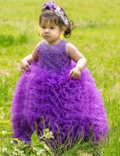 Scoop Floor Length Ball Gowns Sleeveless Lavender Toddler Flower Girl Dress Lace Up