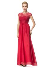 Fashion Scoop Coral Red Sleeveless Organza Zipper Dress for Prom for Prom and Party