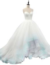 Organza Sweetheart Sleeveless Lace Up Beading and Appliques Wedding Gown in Multi-color