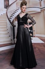 Excellent Chiffon 3|4 Length Sleeve Floor Length Prom Dresses and Beading