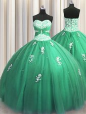 Shining Sleeveless Beading and Appliques Lace Up 15 Quinceanera Dress