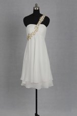 Inexpensive Sleeveless Zipper Tea Length Beading Prom Party Dress
