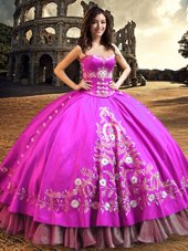Captivating Satin Sleeveless Floor Length Quinceanera Dress and Embroidery