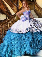 Ball Gowns Quinceanera Gowns Baby Blue Sweetheart Organza Sleeveless Floor Length Lace Up