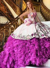 Dynamic Floor Length Ball Gowns Sleeveless Pink And White Ball Gown Prom Dress Lace Up