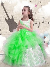 Floor Length Ball Gowns Sleeveless Pageant Gowns For Girls Lace Up