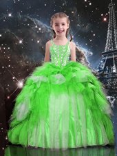 Eye-catching One Shoulder Neckline Embroidery and Ruffles Little Girls Pageant Gowns Sleeveless Lace Up