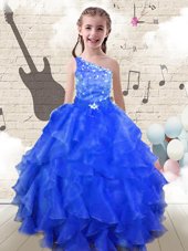 Low Price Halter Top Orange Zipper Little Girls Pageant Dress Wholesale Beading and Ruffled Layers Sleeveless Floor Length