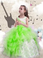 Super Child Pageant Dress Party and Wedding Party and For with Beading and Ruffles Scoop Sleeveless Lace Up