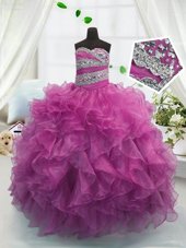 Gorgeous Off the Shoulder Sleeveless Satin Floor Length Lace Up Custom Made in Purple for with Beading and Appliques