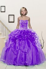 Inexpensive Lavender Pageant Gowns For Girls Party and Wedding Party and For with Beading and Pick Ups Sweetheart Sleeveless Lace Up