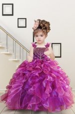 Mermaid Organza Sleeveless Floor Length Party Dress for Girls and Beading and Ruffles