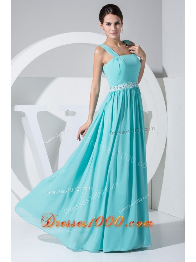 Mint Colored Chiffon Prom Dress with Beaded Waist US128.79