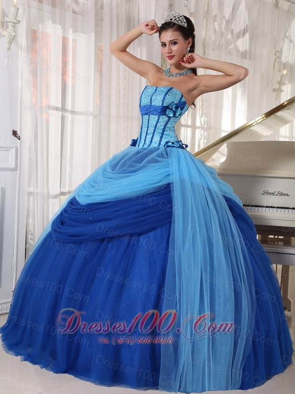 Baby and Navy Blue Quinceanera Dress Hand Made Flower US165.59